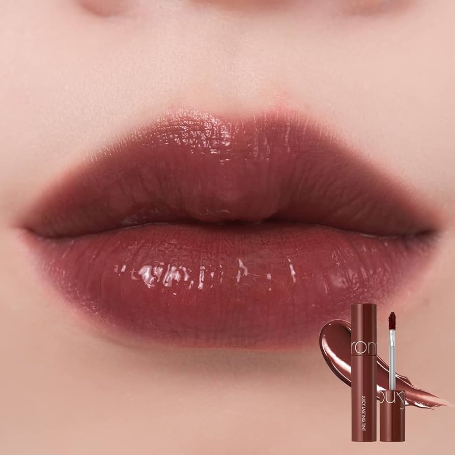 Lip tint in Dark Coconut shade, hydrating, long-lasting, glossy finish.