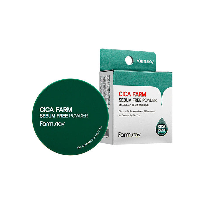 Farm Stay powder — for oily skin — with centella and zinc. Mattifies and controls oil.