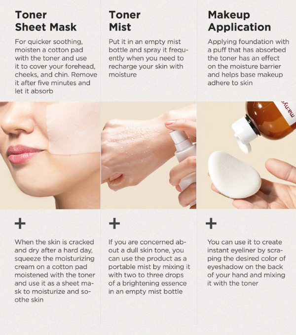Toner with probiotics and bifida to strengthen skin barrier.