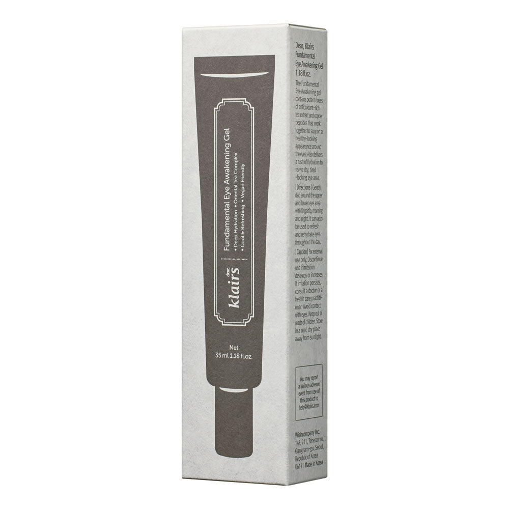 Refreshing eye gel with caffeine and green tea, reduces puffiness, tones skin